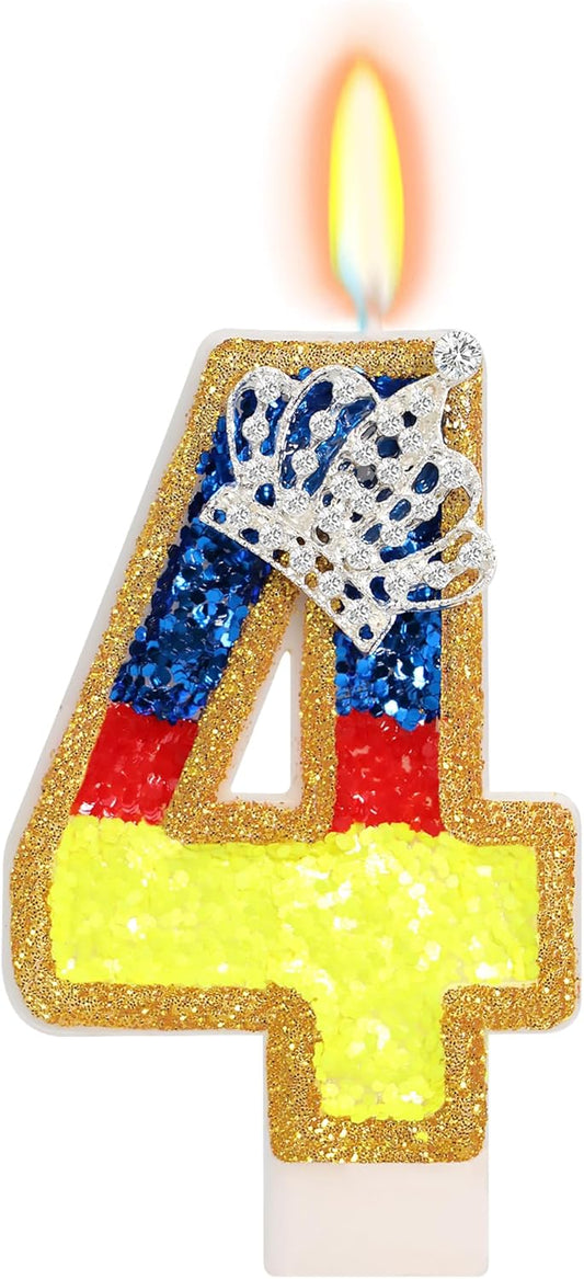 Birthday Candle for Cake, Princess Number Cake Candles, 2.76 inch Cake Topper Decoration for Birthday Party (Number 4)