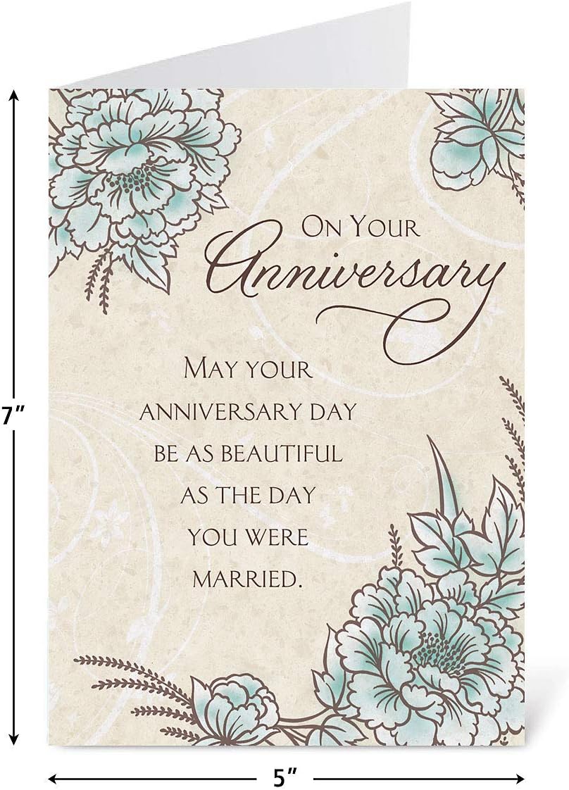 Expressions of Faith Anniversary Cards - Set of 8 (4 designs), Large 5" x 7" Religious Wedding Anniversary Cards with Bible Verse Inside, White Envelopes