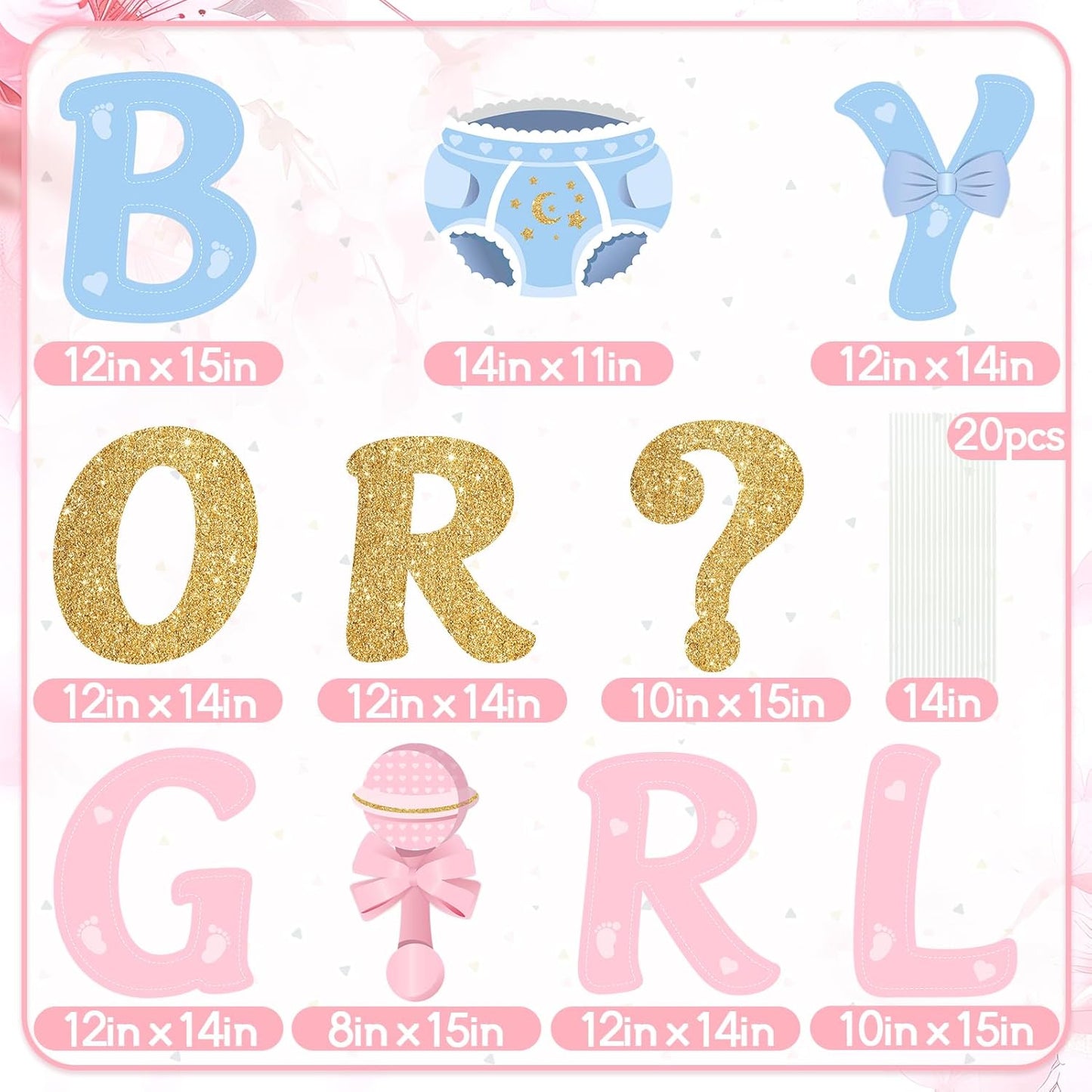 Easy Joy Gender Reveal Party Decorations Baby Shower Letters Yard Sign Newborn Baby Birthday Decor Outdoor Garden Lawn Party Decorations with Stakes Party Supplies Boy or Girl, 10 pieces