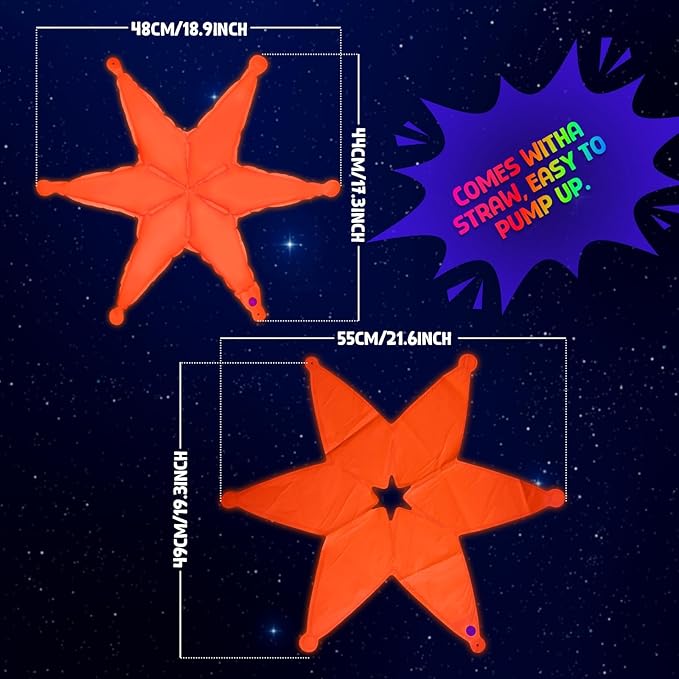 Mega-L Glow in the Dark Party Supplies, 5 Pcs Neon Hexagram Balloons Set – Fluorescent Red, Lemon Yellow, Fuchsia, Blue and Orange Balloons Perfect for Birthday, Wedding, Anniversary, Graduation Party
