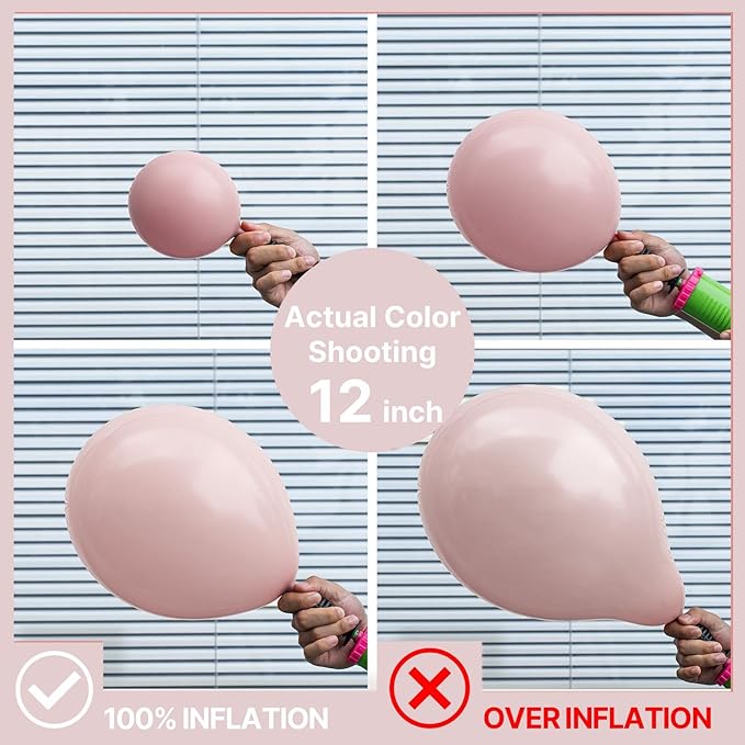 PartyWoo Dusty Pink Balloons 140pcs Different Sizes of 18 12 10 5 Inch Boho Blush Lilac Pink Latex Balloons for Birthday Baby Shower Graduation Anniversary Bachelorette Party Decorations Pink-F54
