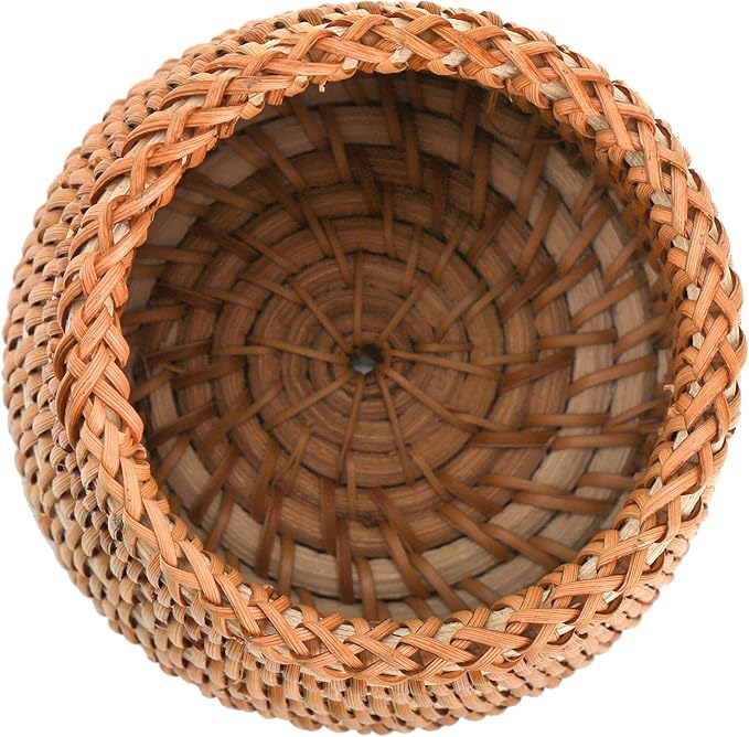 Elsjoy Set of 2 Wicker Pencil Holder, Natural Rattan Pen Cup Woven Makeup Brush Holder, Rustic Utensil Caddy Wicker Pen Organizer for Home Decor, Office, Kitchen