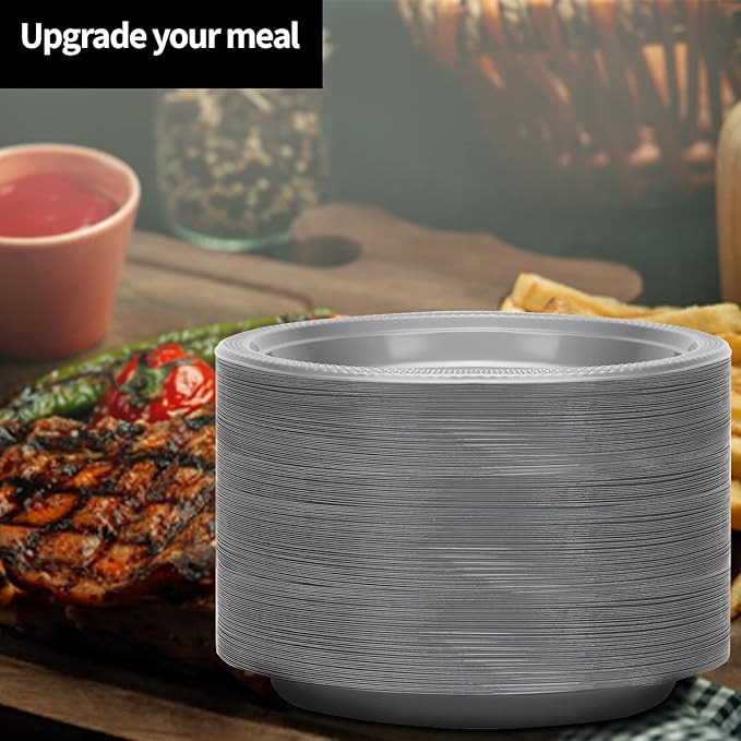 Hanna K. Signature Silver Solid Color Premium Heavy Weight Plastic Appetizer Plate (7") 50 Count - Elegant & Durable, Perfect for Parties, Weddings & Everyday Use