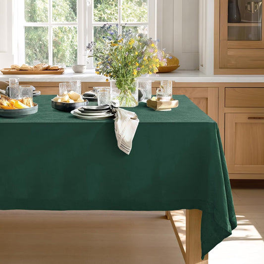 Linen World Linen Tablecloth,100% French Linen Green Tablecloth 108" x 60" Inch,Washable Rectangular Tablecloth for Dining,Outdoor,Weddings and Restaurants,Decorative Thanksgiving Christmas