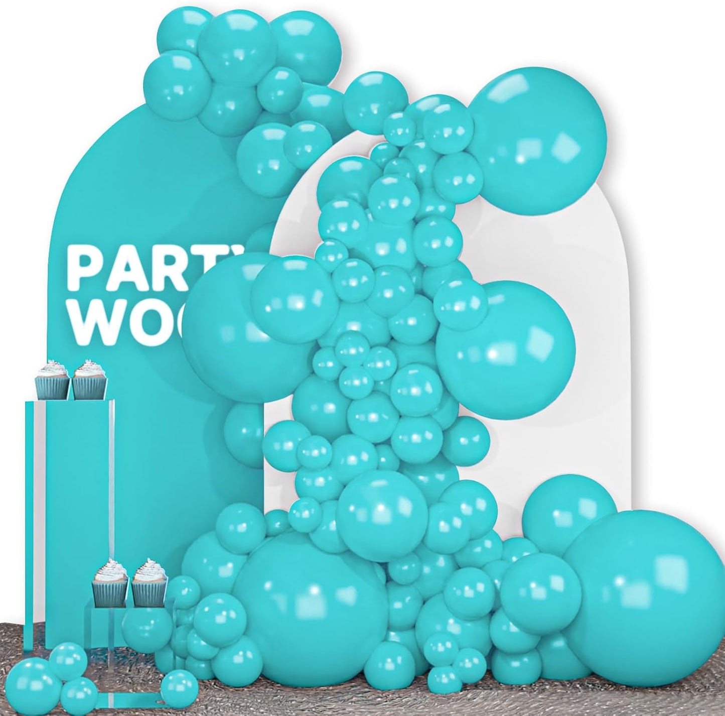 PartyWoo Teal Balloons 100pcs Different Sizes Pack of 18 12 10 5 Inch Turquoise Dark Teal Balloon Arch Kit for Baby Shower Gender Reveal Graduation Mermaid Birthday Pool Party Decorations Blue-Y69