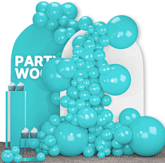 PartyWoo Teal Balloons 100pcs Different Sizes Pack of 18 12 10 5 Inch Turquoise Dark Teal Balloon Arch Kit for Baby Shower Gender Reveal Graduation Mermaid Birthday Pool Party Decorations Blue-Y69