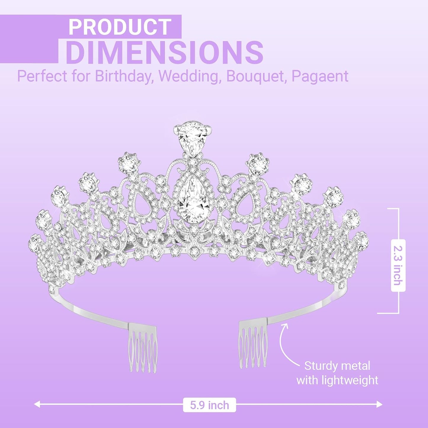 Tiara Crown for Women, Queen Tiara for Birthday Prom Bridal Party Custome Silver