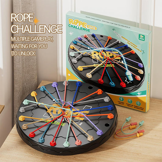 Rope Untangling Puzzle Game, Educational Strategy Board Game for Kids & Adults, Family Travel Party Games with Multi-Level Challenges, Gifts for All Ages(Manual on Box)