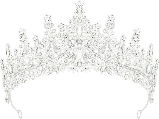 Crystal Tiaras & Crowns for Women, Bride Royal Queen Headband Princess Headpieces for Birthday Cake Crown & Prom Pageant Party