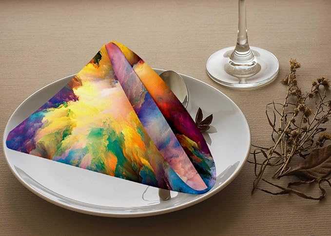 Yibeas Color Explosion Series Cloth Napkins Dinner Table Napkins Imagination, Creativity and Art Washable Reusable Napkins Set of 4 Home Holiday Party Wedding 18 x 18 inch
