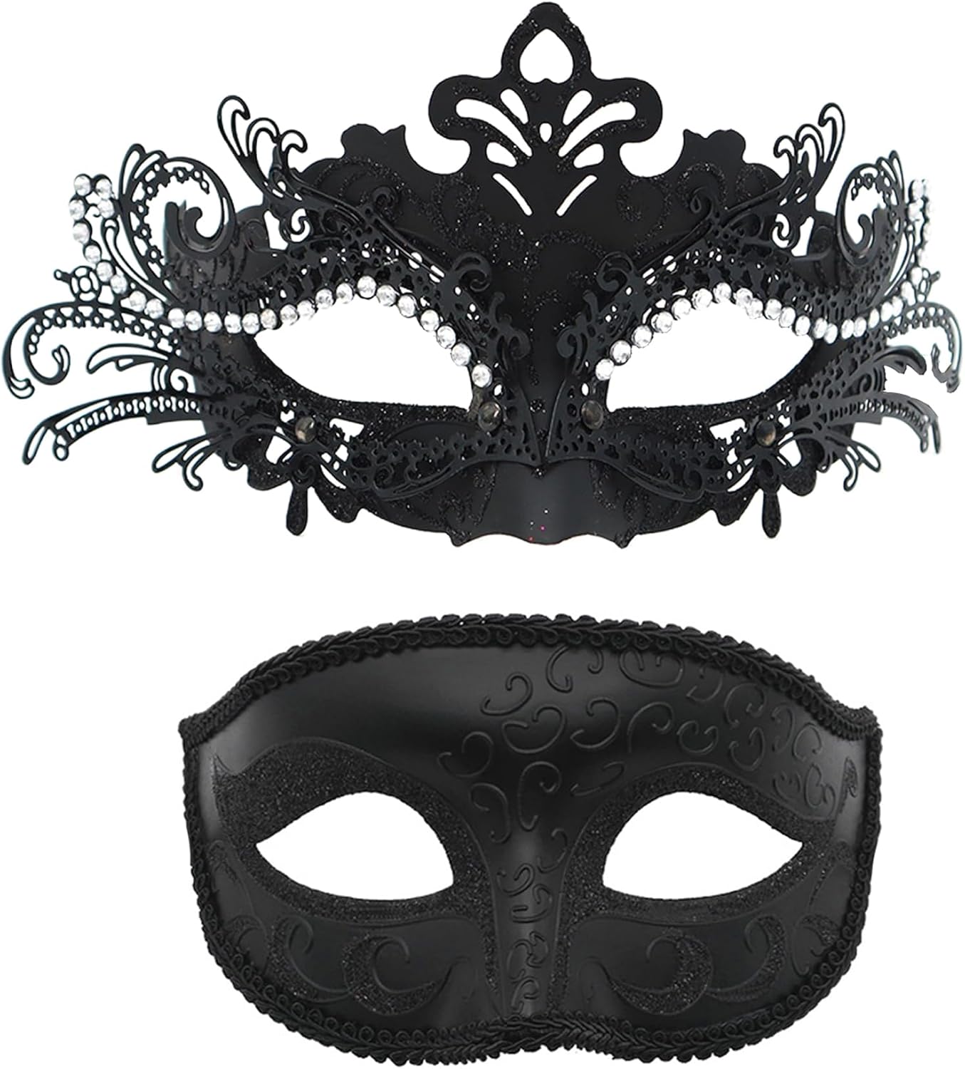 Couple Masquerade Mask Set - Venetian Style Masks for Halloween, Costume Parties and Carnival