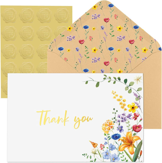 100 Pack Thank You Cards with Envelopes, 4x6 Inch Thank You Cards Bulk Blank Card Notes with Stickers Greeting Card for Wedding, Baby Shower, Bridal Shower, Birthday, Thanksgiving, Christmas