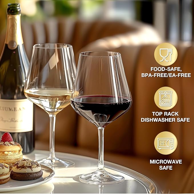Unbreakable Wine Glasses Set of 6, 16 oz Plastic Wine Glasses with Stem, BPA Free, Reusable Wine Glass for Poolside, Outdoors Camping Picnic Restaurants Home Bar Christmas Unique Gift