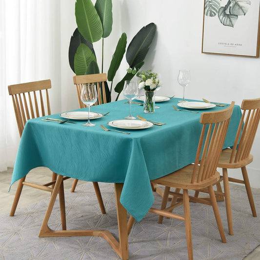 maxmill Jacquard Table Cloth Swirl Pattern Spillproof Wrinkle Resistant Water Proof Heavy Weight Soft Tablecloth for Kitchen Dinning Tabletop Outdoor Picnic Rectangle 52 x 70 Inch Teal