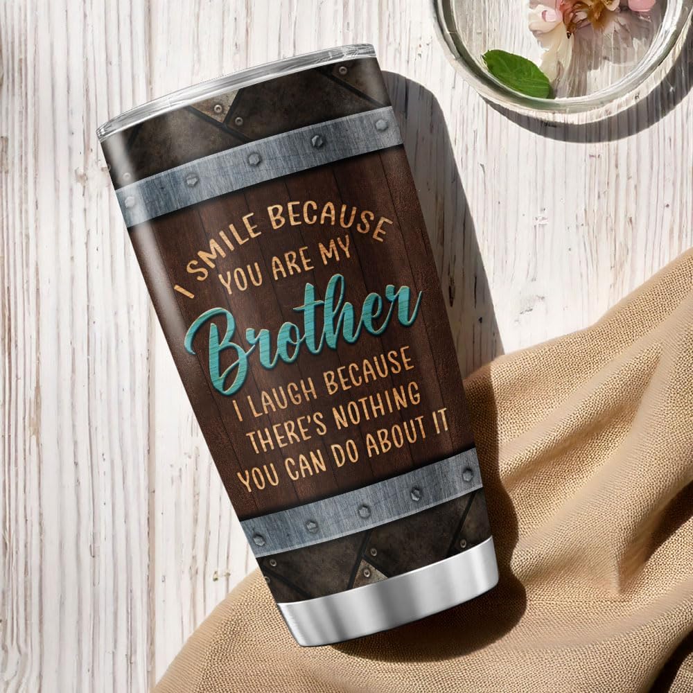 Funny Brother Gift Tumbler, 20oz Stainless Steel Cup with Humorous Quote, Double Wall Insulated Travel Mug for Siblings Birthday Christmas, Practical Present from Sister or Brother