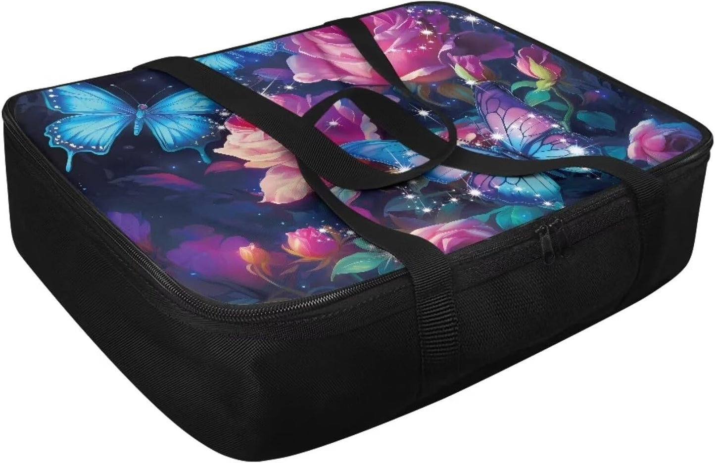 Rose Butterfly Insulated Casserole Carrier Thermal Bags Casserole Carriers for Hot or Cold Food with Heat Resistant Lining Zip Food Carriers Travel Potluck Parties Picnic Cookouts Beach