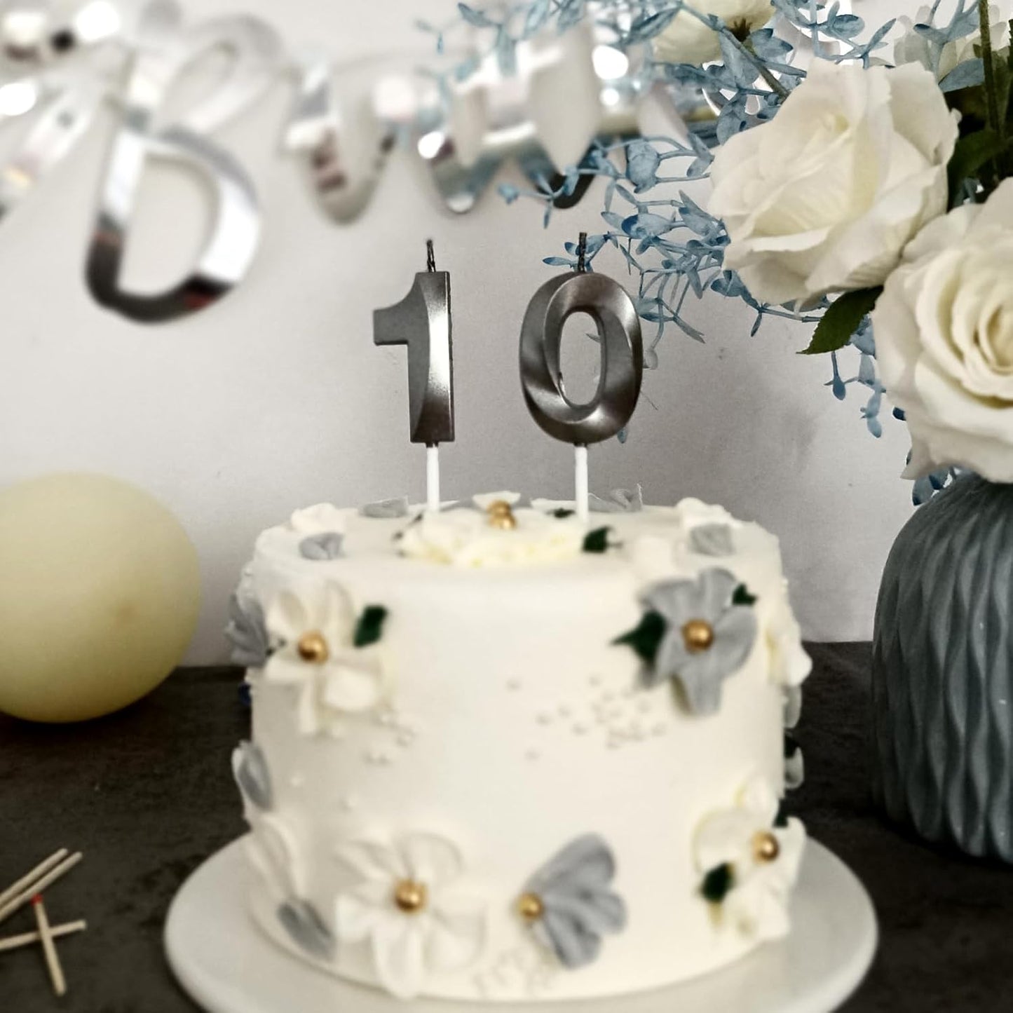 10th Birthday Candles for Cakes Numbers Candle Happy 10 Birthday 3D Designed Wedding Anniversary Party Cake Topper Decorations (10, Black)