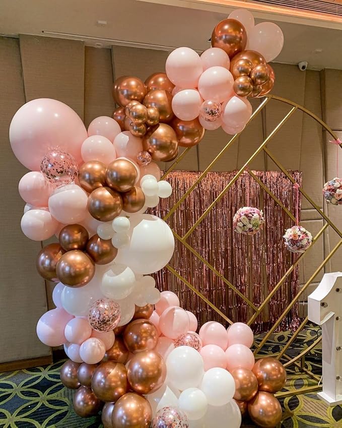 Rose Gold and White Balloons Garland Arch Kit, 162pcs Metallic Rose Gold Nude Pink White and Confetti Balloons for Valentines Day Wedding Bridal Shower Baby Shower Birthday Party Decorations