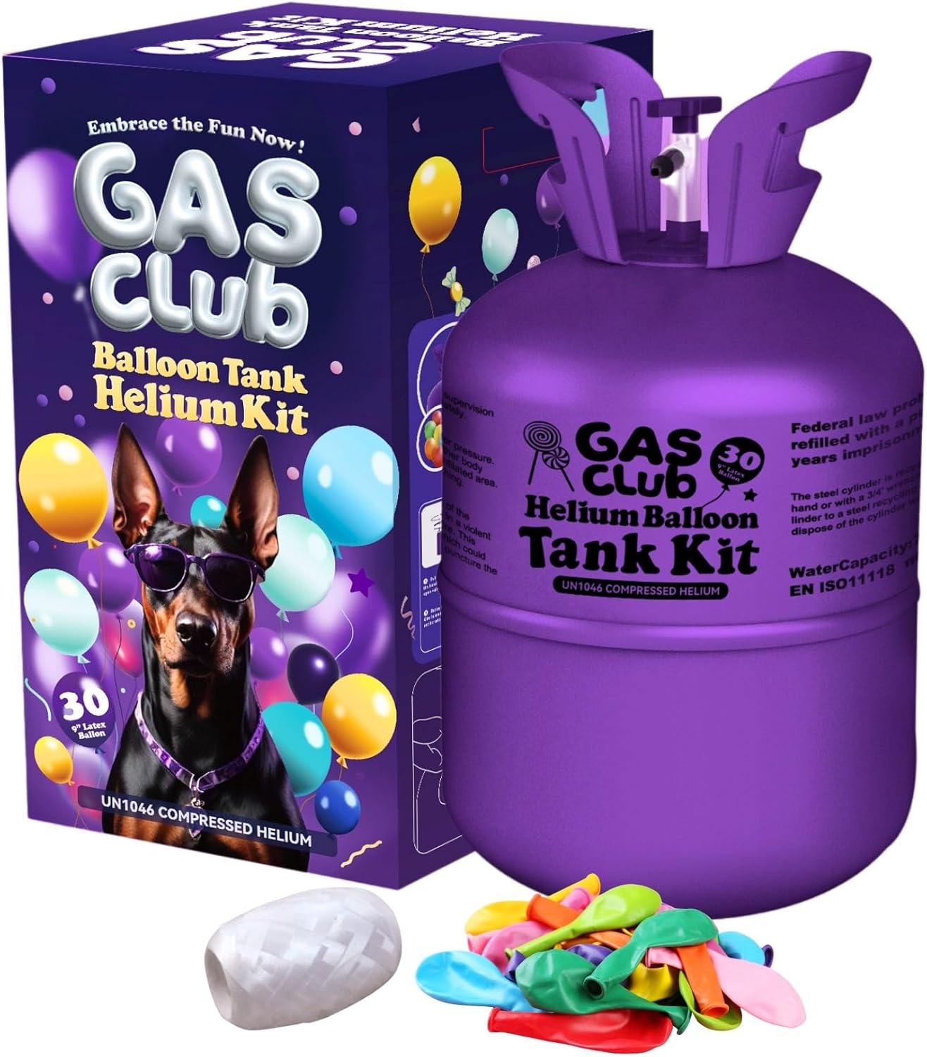 7L Helium Tank for Balloons At Hom Tank Up To 30 Latex Balloons Helium Balloon Kit with 30 Latex Balloons and Ribbons