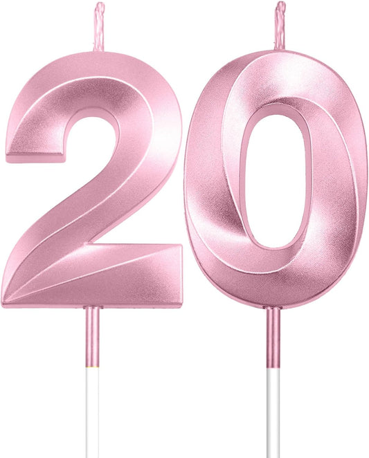 20th Birthday Cake Topper, Purple 20 Birthday Candle, 2 0 Candles 20th Birthday Cupcake Party Favor Happy Birthday Party Decorations Birthday Candle for Cake Sparklers Birthday Gifts
