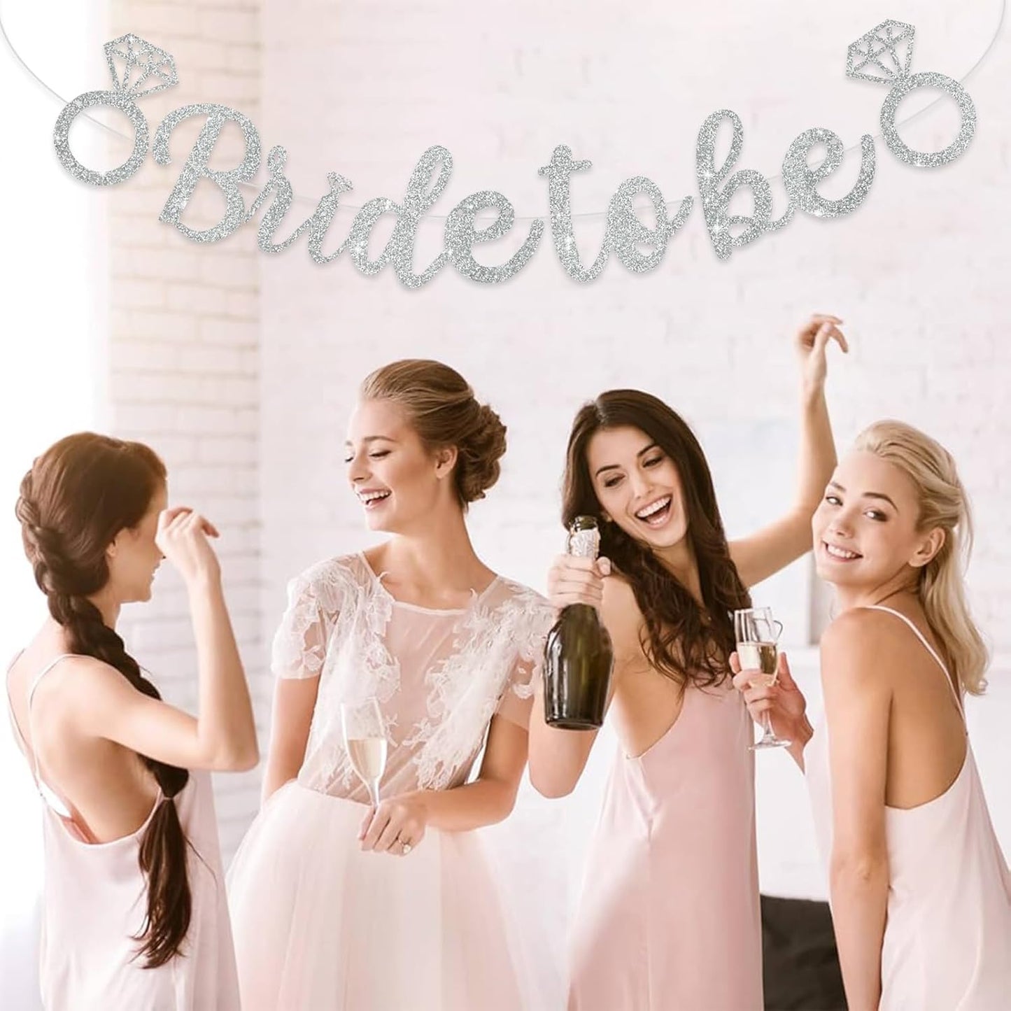 Glitter Silver Bride to Be Banner,Pre-Strung Bridal Shower Sign Garland,Bachelorette Party Decoration Wedding Shower Party Supplies(No DIY)