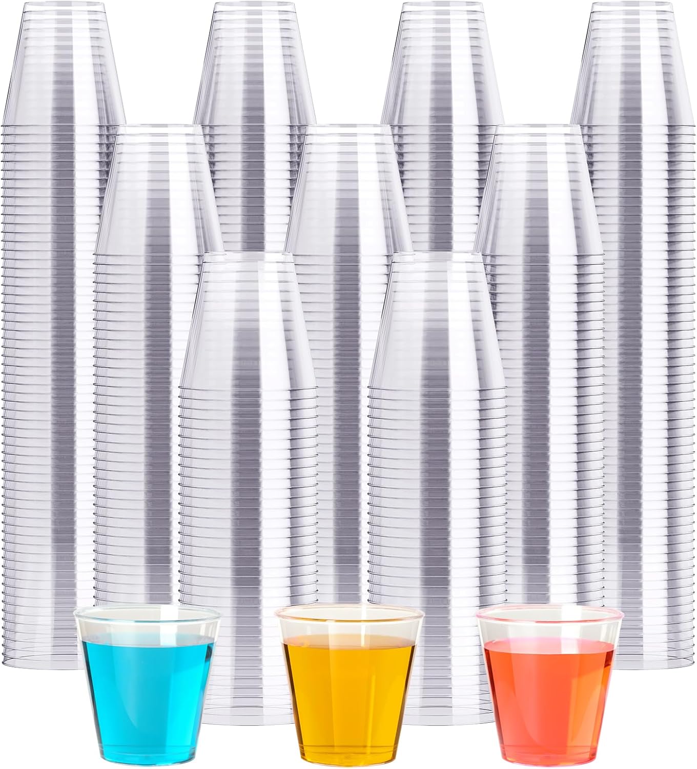 2 OZ 500 Pack Plastic Shot Glasses, Disposable Cups, Wine Tasting Cups, Small Plastic Tumbler for Whiskey, Wine Tasting, Food Samples, Perfect for Halloween, Thanksgiving, Christmas Party