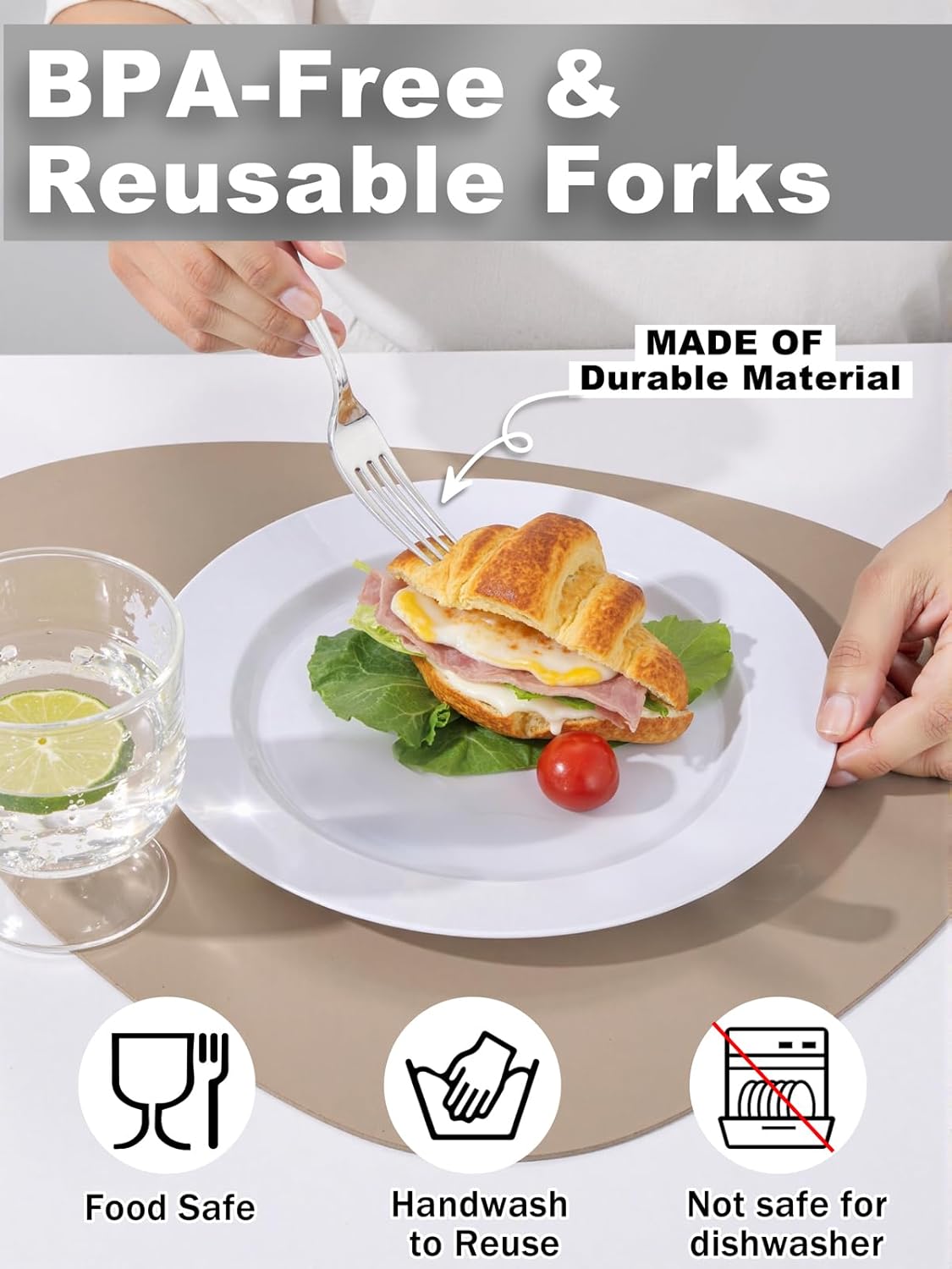 WDF 300PCS Silver Plastic Forks - Heavy Duty Plastic Forks Disposable - Sturdy&Durable Plastic Silverware Bulk for Wedding/Christmas Party/Daily Using