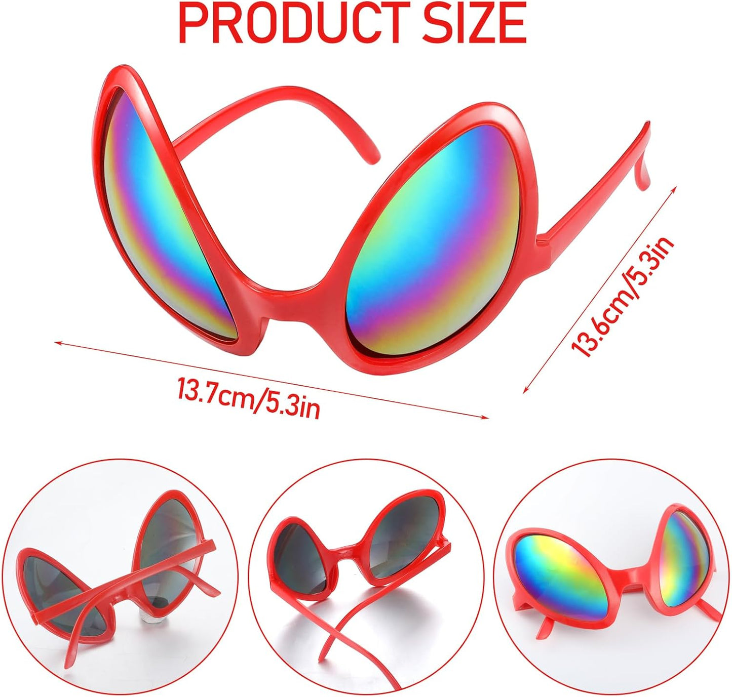 Bencailor 12 Pack Halloween Alien Glasses with Lenses Funny Glasses for Alien Costume Accessories Halloween Night Party Favor(Red)