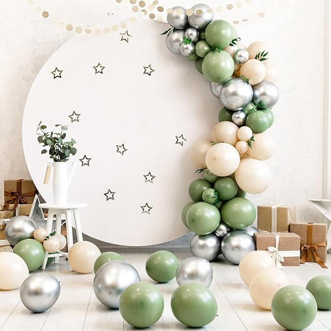 KBZVNAF Sage Green Latex Party Balloons - 50 Pack 12 inch Helium Matte Olive Green Balloons for Birthday Wedding Baby Shower Jungle Safari Theme Party Decorations