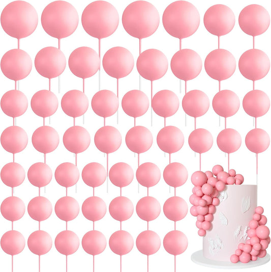 75 Pieces Light Pink Cake Balls Topper Decorations Foam Cupcake Topper Mini Balloon Cake Topper Balls Cake Picks for Cake Deco Birthday Party Wedding