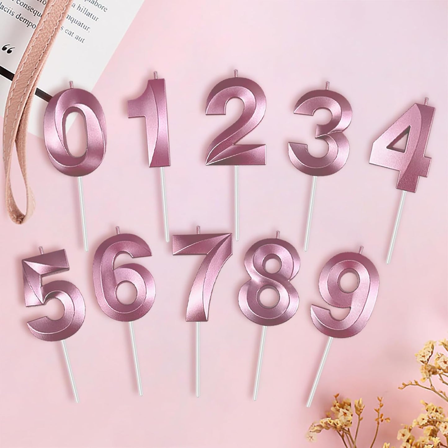 Pink Number 6 Candles, 3D Diamond 2.76 Inch Cake Topper Birthday Candles for Wedding Anniversary Cake Decorations, Happy Birthday Party Decorations
