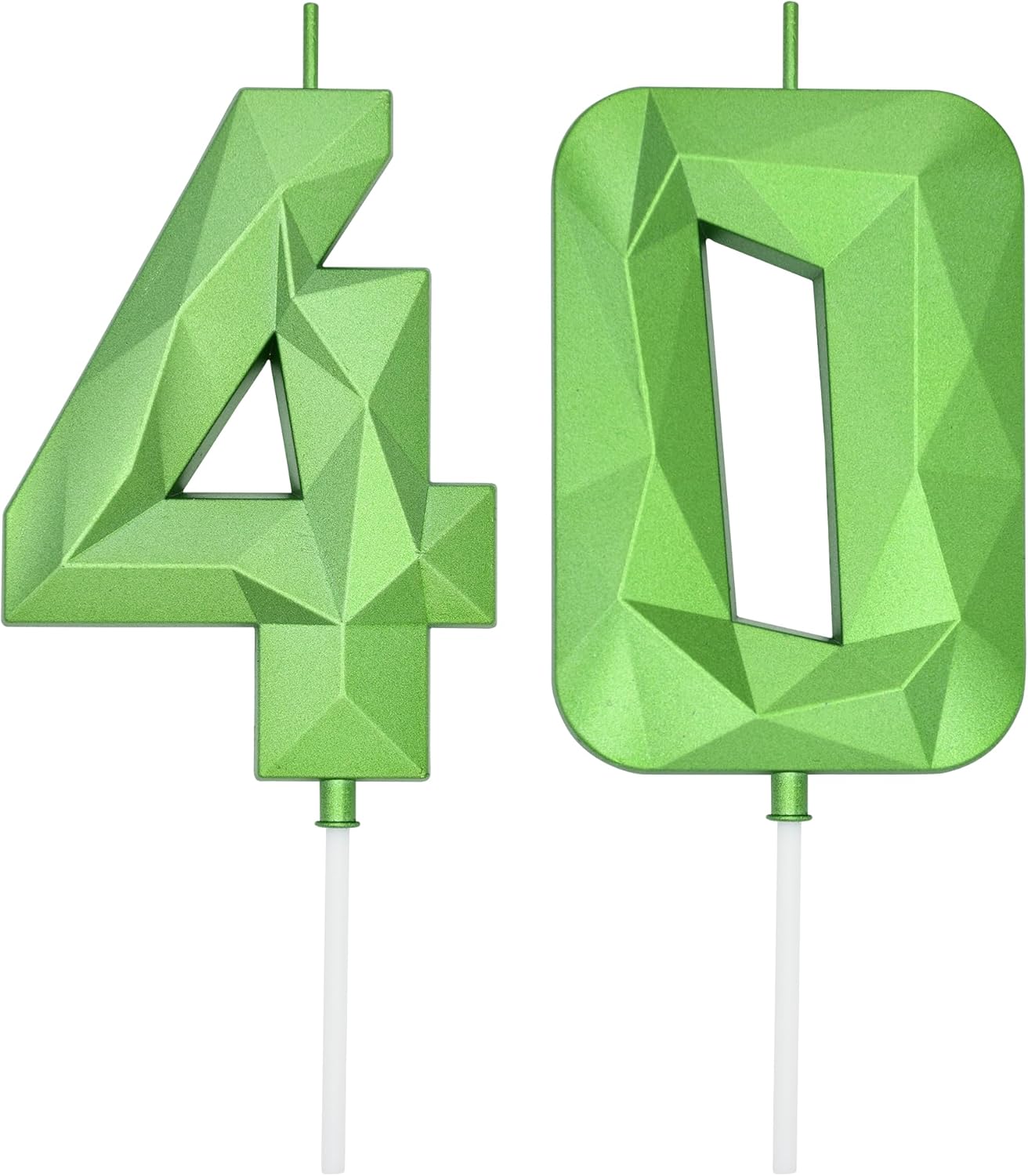 DERVENTA Large Birthday Candle Number 3D Green 3.7 inch Party Celebration Anniversary Decoration Cake Topper 1 Piece (Number 40 Green)