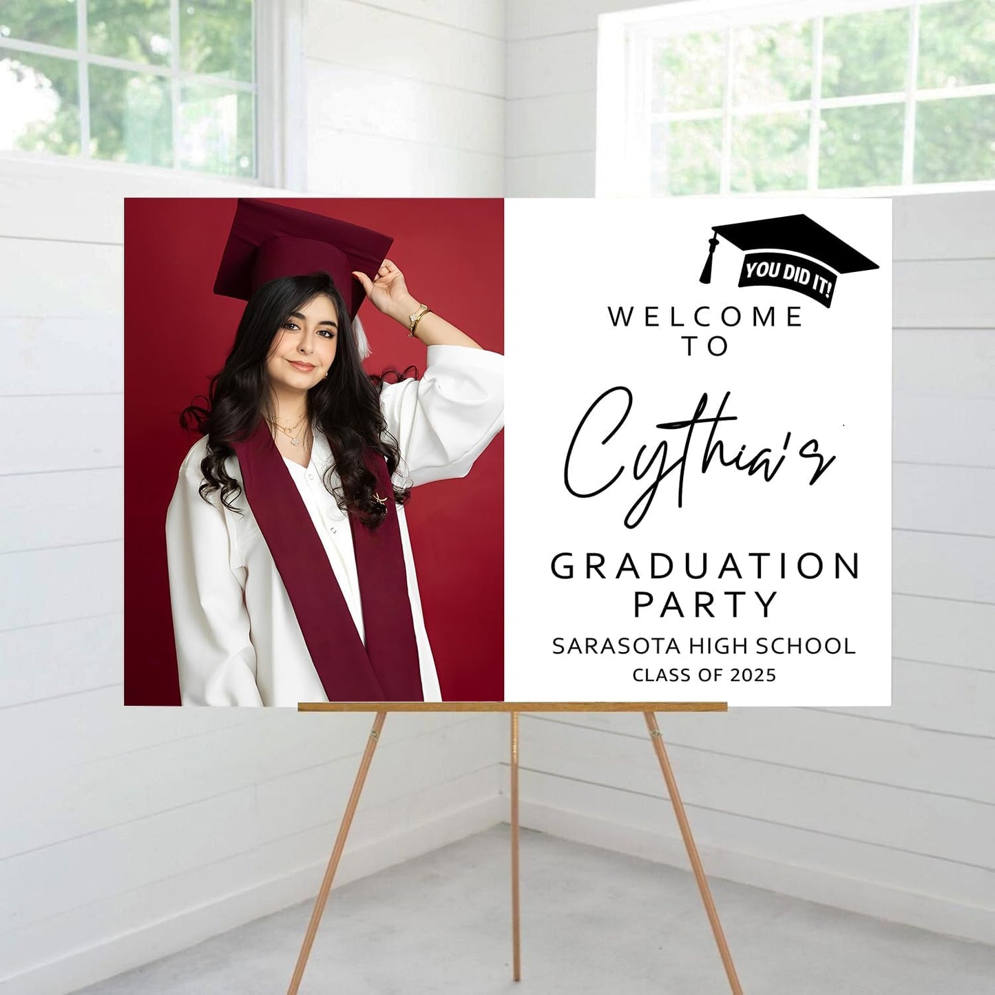 Personalized Class of 2025 Graduation Yard Sign, Graduation with photo Welcome Sign, Photo Graduation Sign, Graduation Party Sign, Minimalist Graduation Welcome Sign, Graduation Decorations