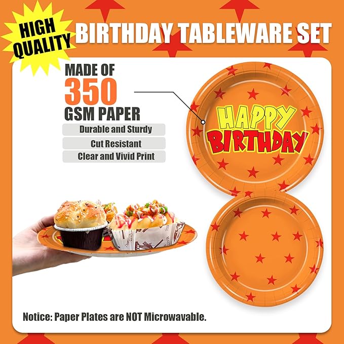 168Pcs Anime Paper Plates and Napkins Cartoon Theme Birthday Decoration Anime Party Supplies Tableware Set for Kids Birthday Party Decorations Serve 24