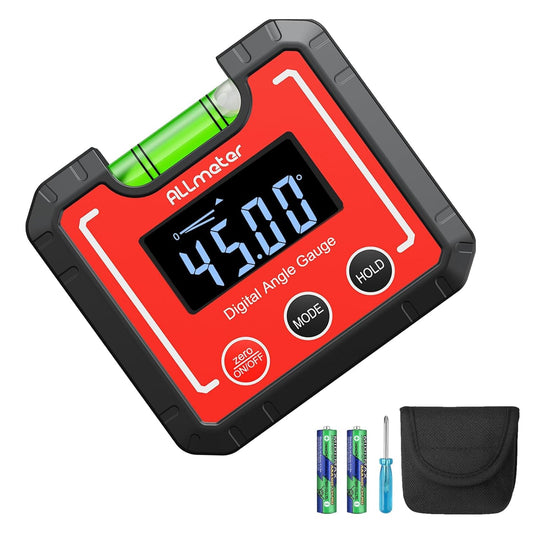 Digital Angle Finder Magnetic ±0.1° Accuracy - Professional Woodworking Table Saw Inclinometer with IP52 Protection & Bubble Level