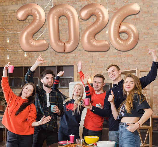 2026 Balloon - Light Brown Birthday Number Balloons, 40 Inch Large Foil Balloons for Men Women Boys Girls Light Brown Themed Birthday Decorations，Number 2026 Balloon