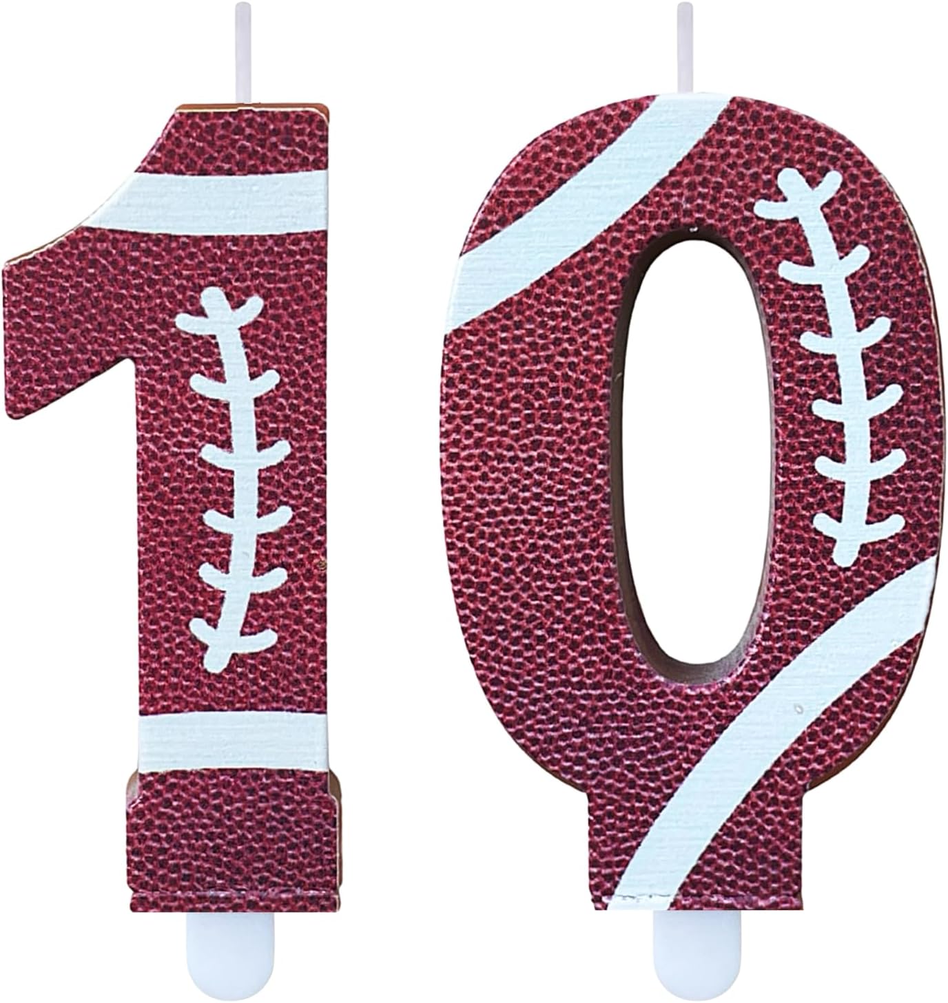 Football Birthday Number Candles for Cake Brown Number 10 Candle Football Cake Topper Cupcake Topper for Football Birthday Party Decorations Supplies Favors