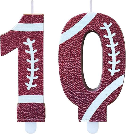 Football Birthday Number Candles for Cake Brown Number 10 Candle Football Cake Topper Cupcake Topper for Football Birthday Party Decorations Supplies Favors