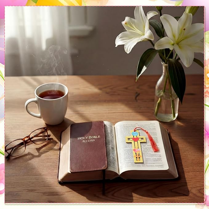 Yexiya 50 Set First Communion Party Favors, DIY Wooden Cross Bookmarks with Tassels for Baptism, Sunday School Crafts Bulk, Christian Religious Gifts for Confirmation & Church Events