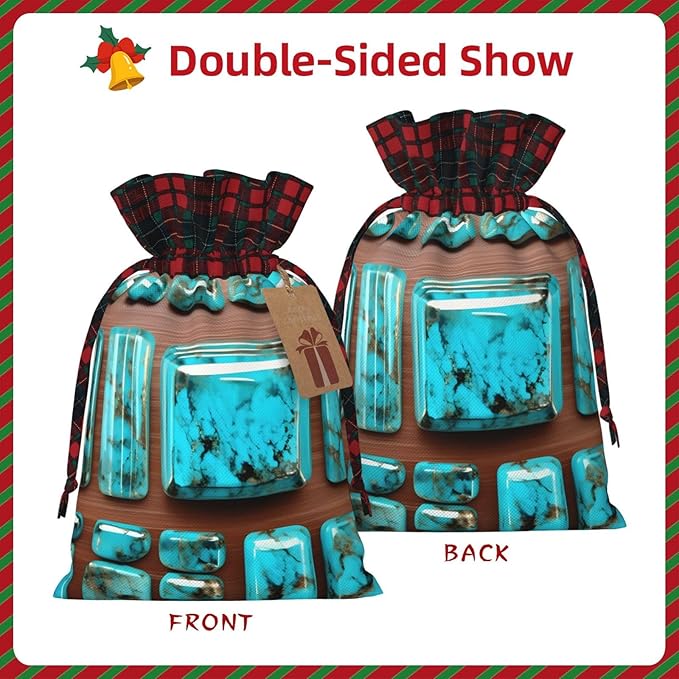 PULaif Bright Aqua Blue Turquoise Christmas Drawstring Gift Bags, Large Size Christmas Bags For Gifts Party Favors, Xmas Gift Bags