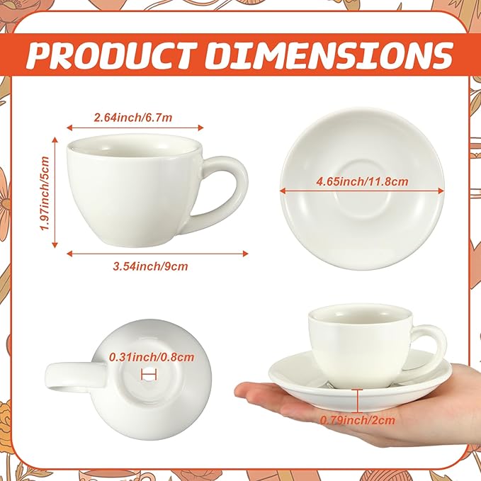 6 Sets Mother's Day Ceramics Teacup Craft Kit with Saucer Color Your Own Cup Flower Planter for Tea Party Crafts Pottery Painting Kit Art Indoor Gardens Family Activity Holiday Decors