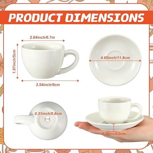 6 Sets Mother's Day Ceramics Teacup Craft Kit with Saucer Color Your Own Cup Flower Planter for Tea Party Crafts Pottery Painting Kit Art Indoor Gardens Family Activity Holiday Decors