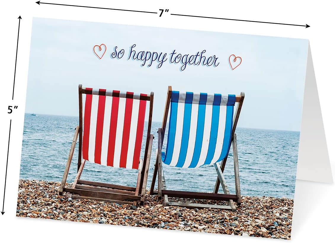Paradise Anniversary Cards - Set of 8 (4 designs), Large 5" x 7" Wedding Anniversary Cards with White Envelopes