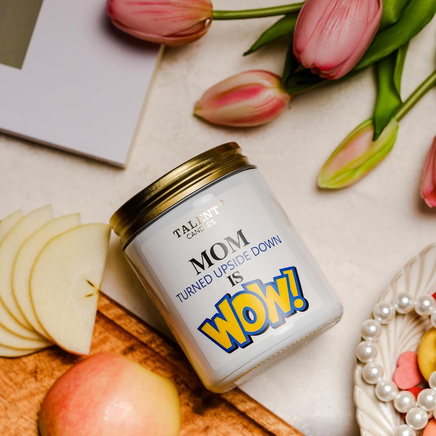Scented Candle for Mother's Day - Perfect Home Decor Gift for Mom - Teen Mom, Birthday - 8.4oz Pear & White Jasmine Candle Jars