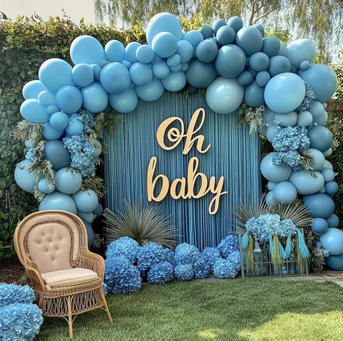 Dusty Blue Balloon Double Stuffed Slate Baby Blue Balloons Different Sizes 18/12/5 Inch Pastel Balloon Arch Kit for Birthday Baby Shower Gender Reveal Wedding Graduation Party Decorations