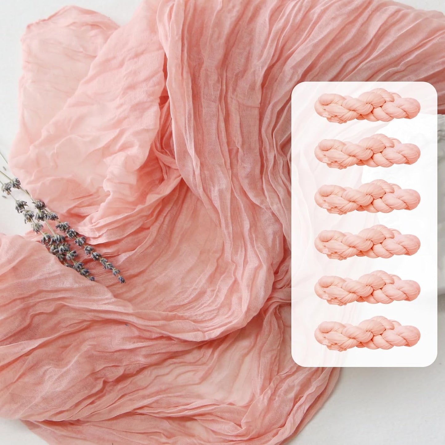 FEXIA 6 Pack Pink Table Runner 35x120 Inches Peach Spring Easter Table Runner for Shower Wedding Party First Communion Centerpiece Engagement Boho Table Decoration