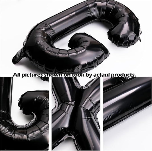 [52 PCS] 16" Foil Black Letter Balloons 2 Sets of A-Z, Mylar Aluminum Hanging Alphabet for Graduation New Year eve Birthday Party Decorations