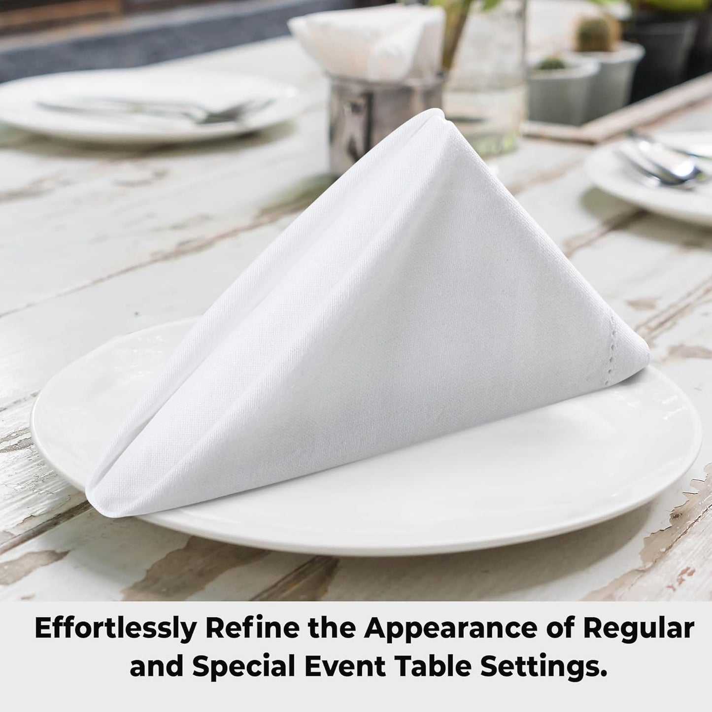 Urban Villa White Cloth Napkins Set of 12 100% Cotton Hemstitch Dinner Napkins Cloths Washable 20”x20” Absorbent Soft Durable Reusable-Ideal for Everyday Use Parties Wedding Thanks Giving Christmas