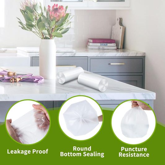 Small Trash Bags 1.2-Gallon: Bathroom Trash Bags Small Garbage Bags Clear Trash Bag for Bathroom Bedroom Office - Mini Trash Liners (Clear, 150 Counts)