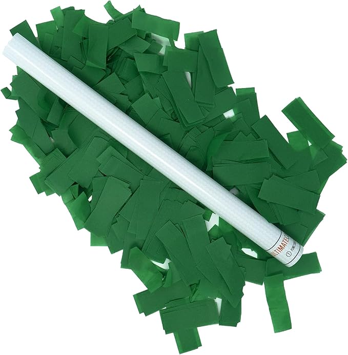 Ultimate Confetti - 8 Pack Dark Green Confetti Wands - Handheld 14" Biodegradable Tissue Paper Confetti Flick Sticks For Wedding, Birthday, Parties & Live Events - 2 Handfuls, 1.5 oz Each Stick